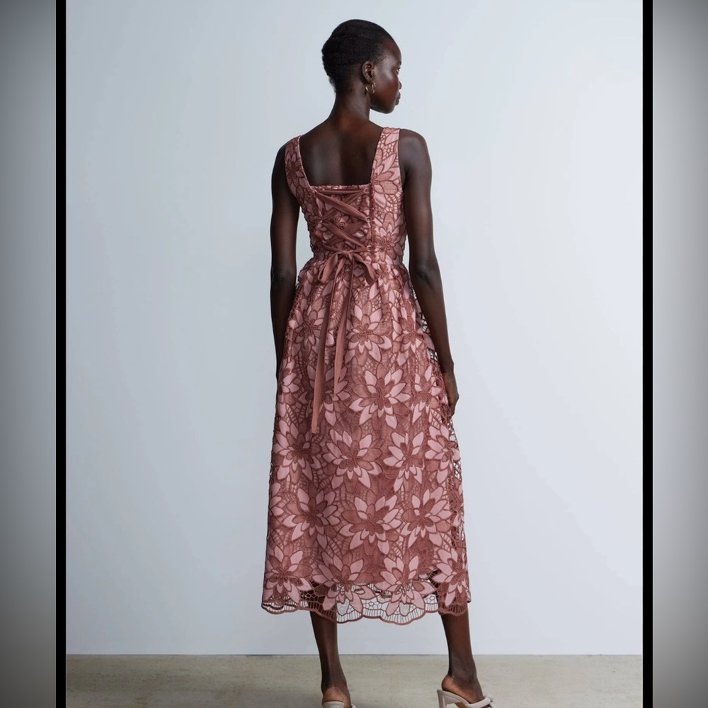 New York & Company Sleeveless Square Neck Floral Dress, XL, Red - Picture 5 of 5